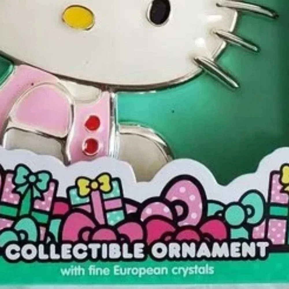 Hello Kitty Collectible Ornament Wearing Pink Dress & A Red Bow